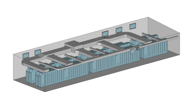 CAD model of battery storage room